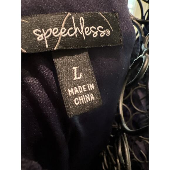 SPEECHLESS Women's Navy Blue Lace Fit & Flare Skater Dress Easter Preppy Size L - Picture 5 of 8